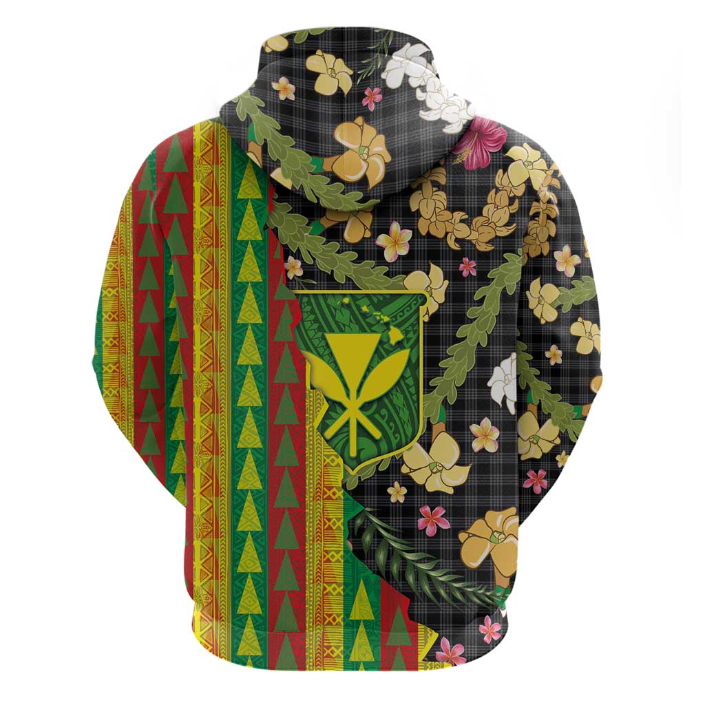 Hawaiian Tropical Plants Lei Hoodie Kanaka Maoli Tribal with Palaka Motifs LT03 - Polynesian Pride