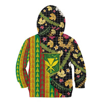 Hawaiian Tropical Plants Lei Kid Hoodie Kanaka Maoli Tribal with Palaka Motifs LT03 - Polynesian Pride