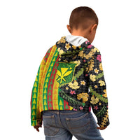 Hawaiian Tropical Plants Lei Kid Hoodie Kanaka Maoli Tribal with Palaka Motifs LT03 - Polynesian Pride