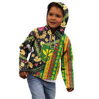 Hawaiian Tropical Plants Lei Kid Hoodie Kanaka Maoli Tribal with Palaka Motifs LT03 - Polynesian Pride
