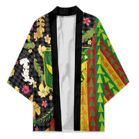 Hawaiian Tropical Plants Lei Kimono Kanaka Maoli Tribal with Palaka Motifs LT03 Unisex Multicolor - Polynesian Pride