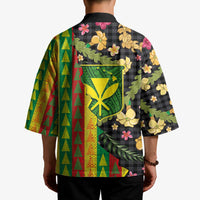 Hawaiian Tropical Plants Lei Kimono Kanaka Maoli Tribal with Palaka Motifs LT03 - Polynesian Pride
