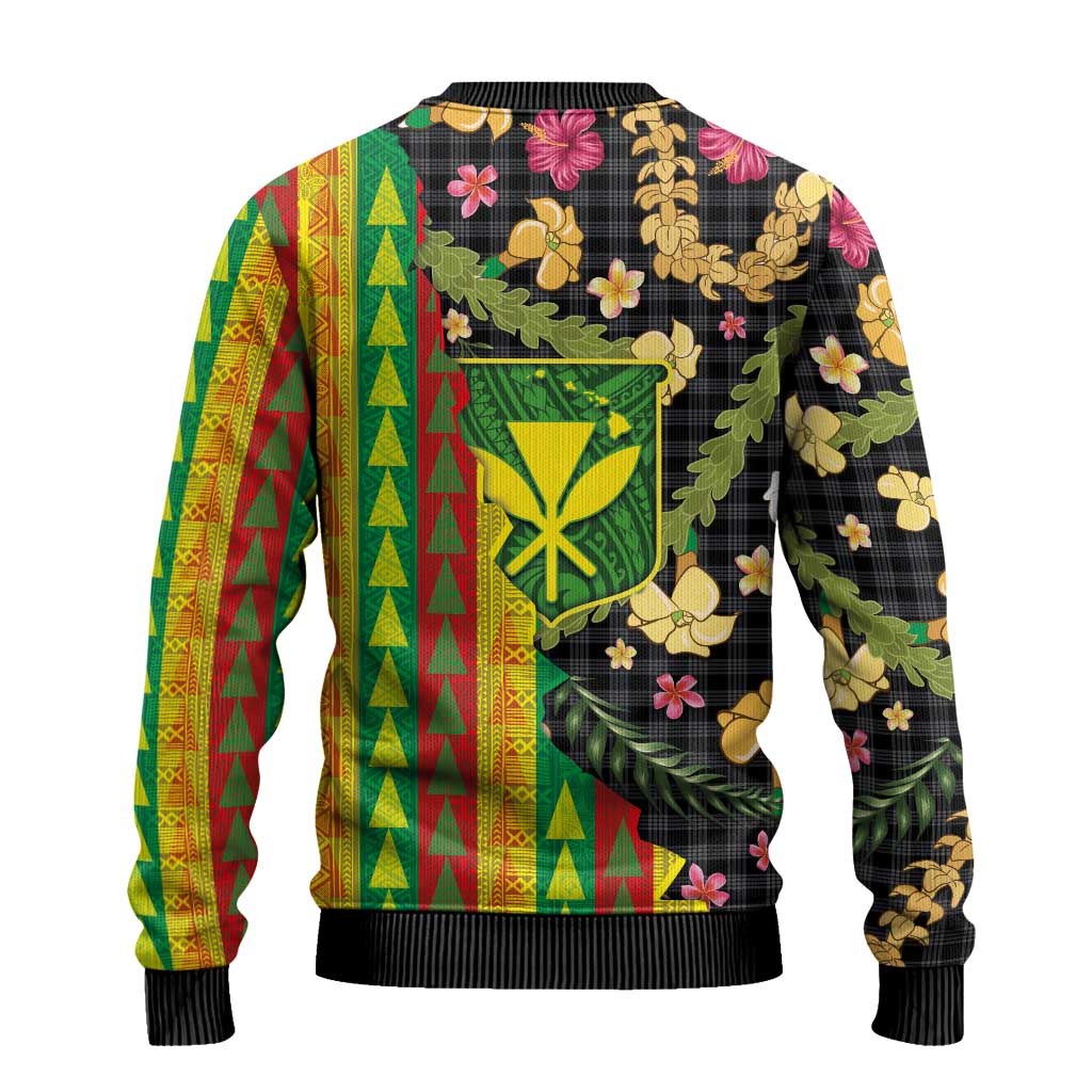 Hawaiian Tropical Plants Lei Ugly Christmas Sweater Kanaka Maoli Tribal with Palaka Motifs LT03 - Polynesian Pride