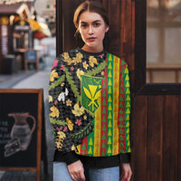 Hawaiian Tropical Plants Lei Ugly Christmas Sweater Kanaka Maoli Tribal with Palaka Motifs LT03 - Polynesian Pride