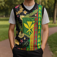 Hawaiian Tropical Plants Lei Christmas Knitted V-Neck Vest Kanaka Maoli Tribal with Palaka Motifs LT03 - Polynesian Pride