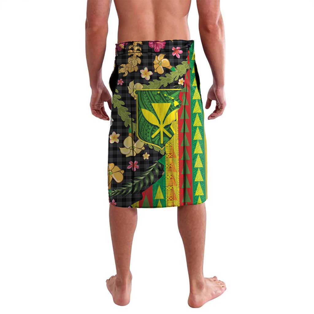 Hawaiian Tropical Plants Lei Lavalava Kanaka Maoli Tribal with Palaka Motifs LT03 - Polynesian Pride