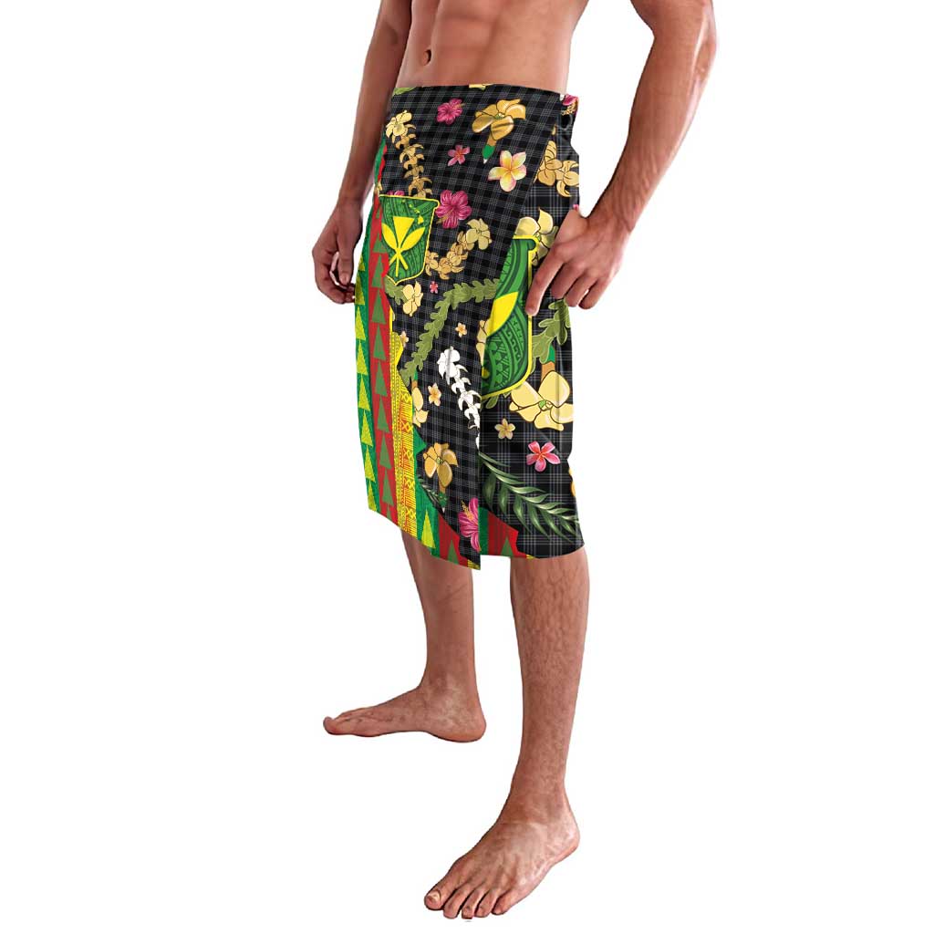 Hawaiian Tropical Plants Lei Lavalava Kanaka Maoli Tribal with Palaka Motifs LT03 - Polynesian Pride