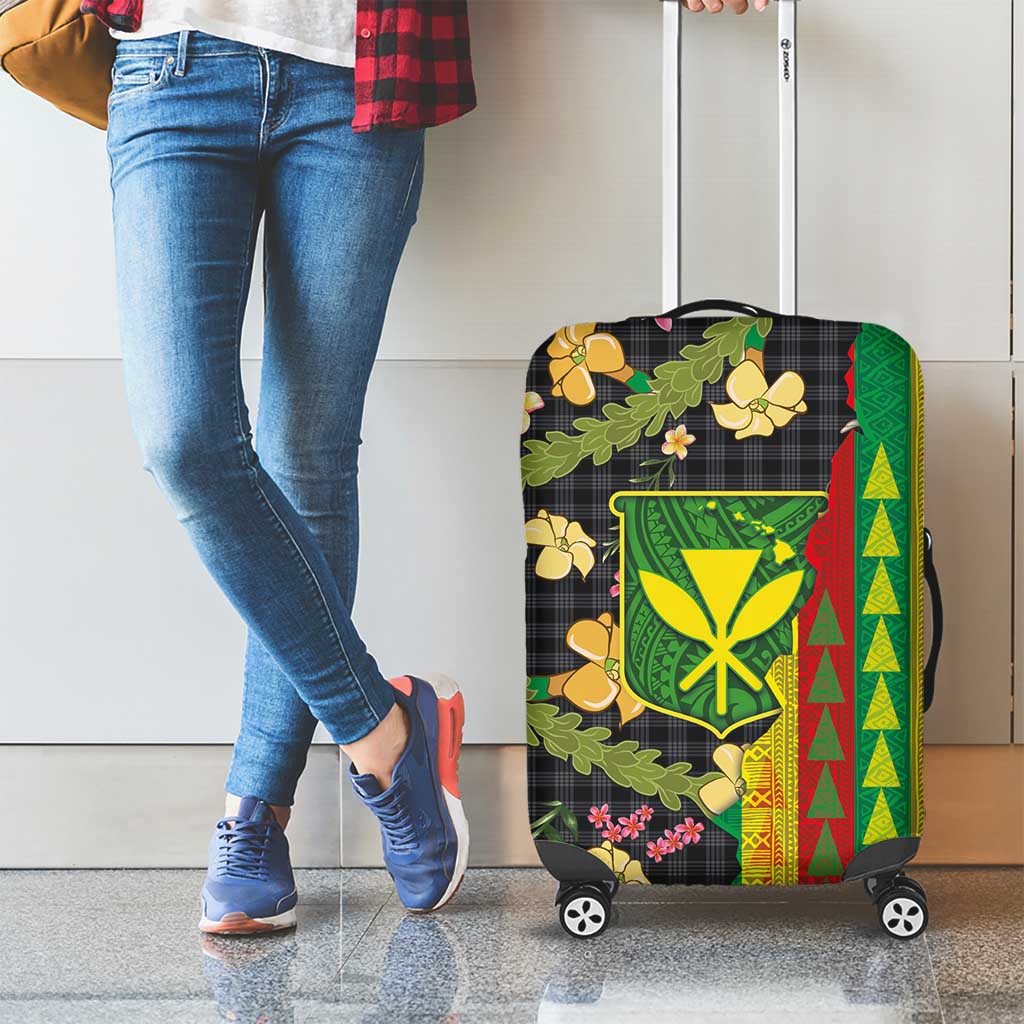 Hawaiian Tropical Plants Lei Luggage Cover Kanaka Maoli Tribal with Palaka Motifs LT03 - Polynesian Pride