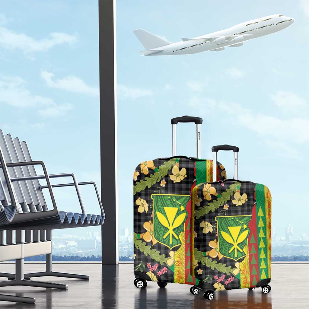 Hawaiian Tropical Plants Lei Luggage Cover Kanaka Maoli Tribal with Palaka Motifs LT03 - Polynesian Pride