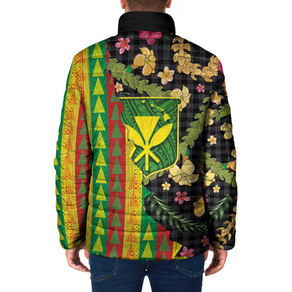 Hawaiian Tropical Plants Lei Padded Jacket Kanaka Maoli Tribal with Palaka Motifs LT03 - Polynesian Pride
