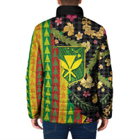 Hawaiian Tropical Plants Lei Padded Jacket Kanaka Maoli Tribal with Palaka Motifs LT03 - Polynesian Pride