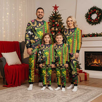 Hawaiian Tropical Plants Lei Christmas Pajama Set Kanaka Maoli Tribal with Palaka Motifs LT03 - Polynesian Pride