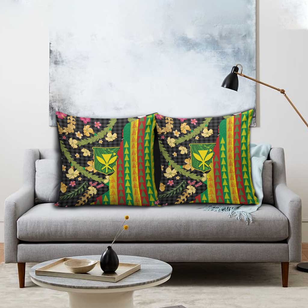 Hawaiian Tropical Plants Lei Pillow Cover Kanaka Maoli Tribal with Palaka Motifs LT03 - Polynesian Pride