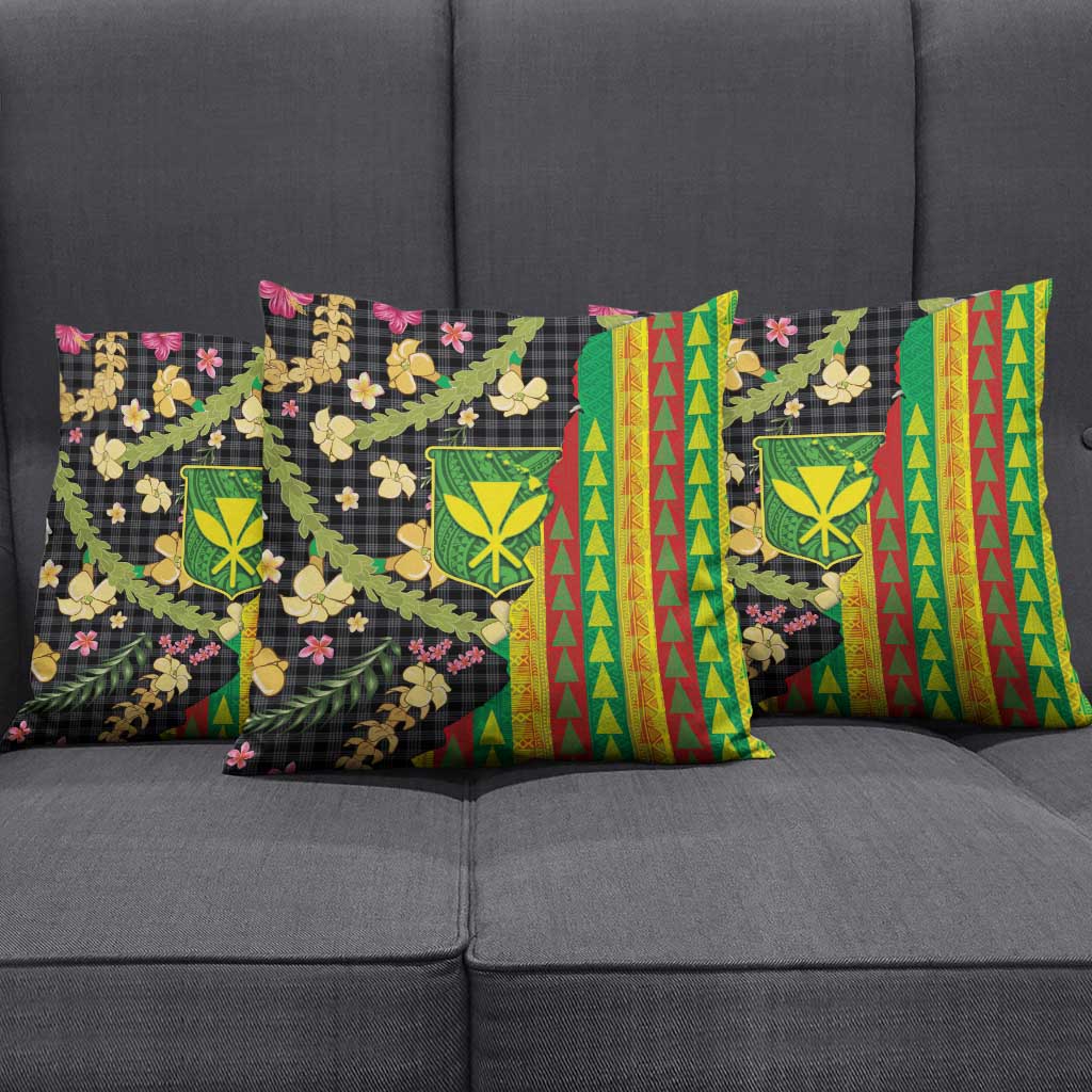 Hawaiian Tropical Plants Lei Pillow Cover Kanaka Maoli Tribal with Palaka Motifs LT03 - Polynesian Pride