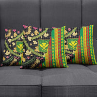 Hawaiian Tropical Plants Lei Pillow Cover Kanaka Maoli Tribal with Palaka Motifs LT03 - Polynesian Pride