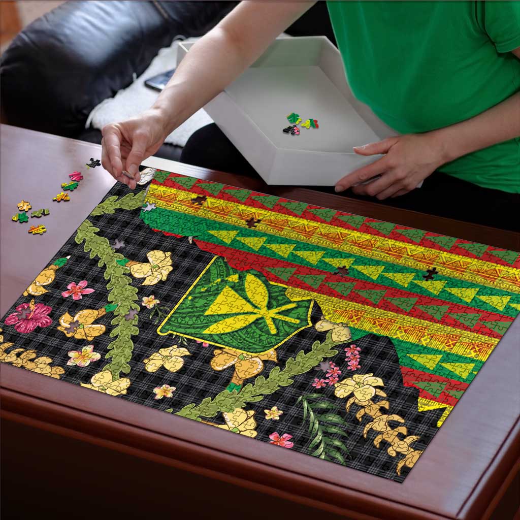 Hawaiian Tropical Plants Lei Puzzle Kanaka Maoli Tribal with Palaka Motifs LT03 - Polynesian Pride