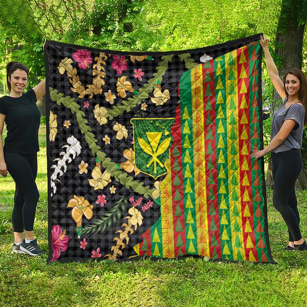 Hawaiian Tropical Plants Lei Quilt Kanaka Maoli Tribal with Palaka Motifs LT03 - Polynesian Pride