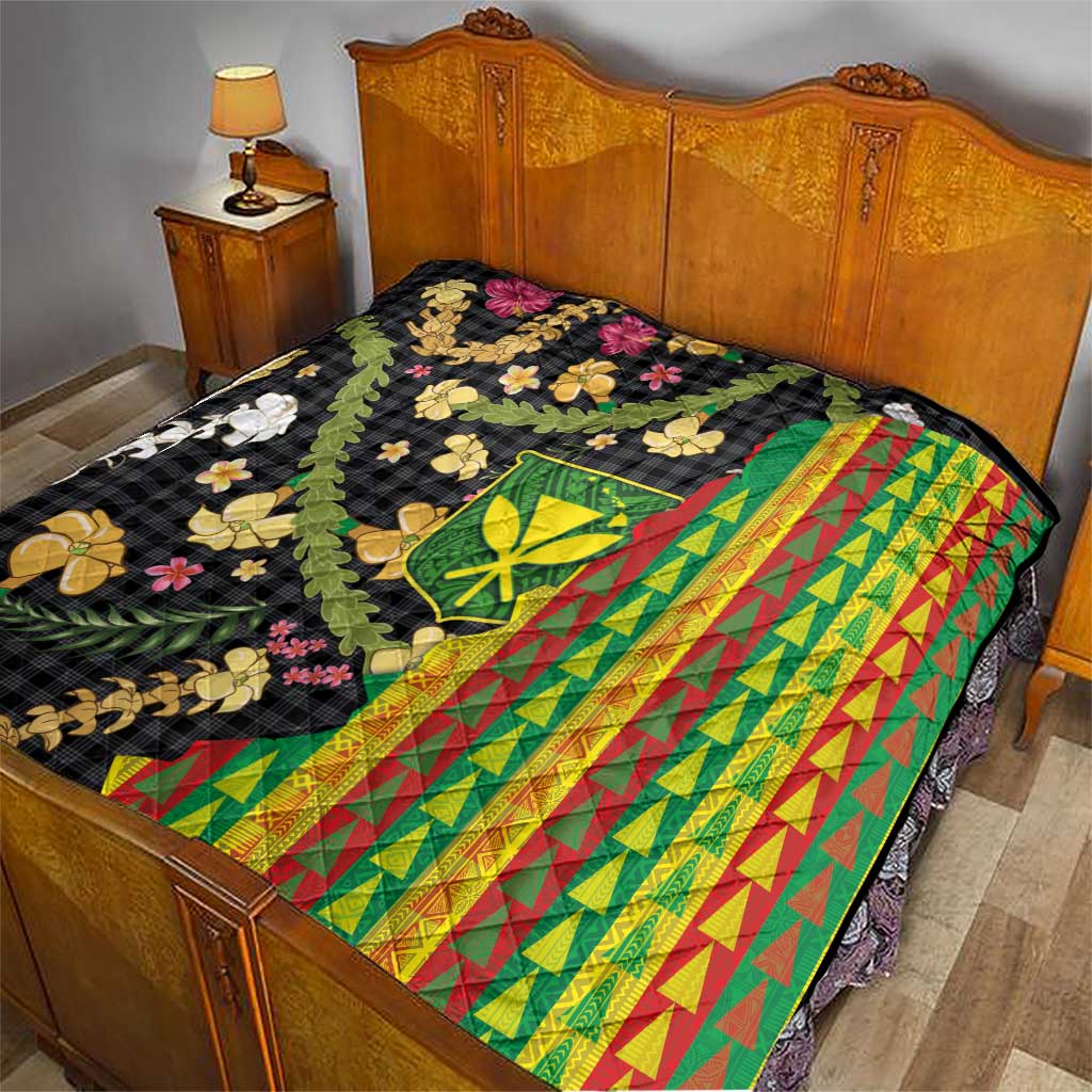 Hawaiian Tropical Plants Lei Quilt Kanaka Maoli Tribal with Palaka Motifs LT03 - Polynesian Pride