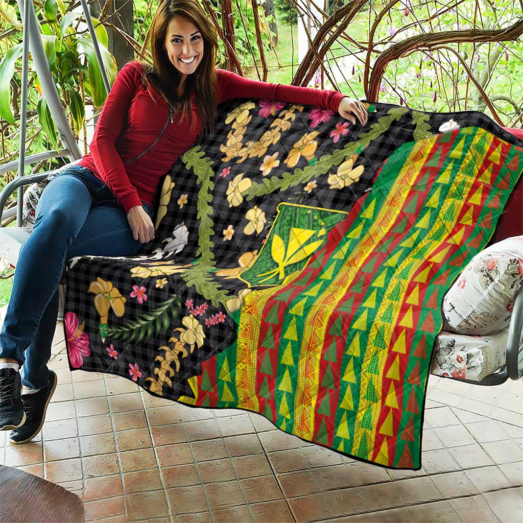 Hawaiian Tropical Plants Lei Quilt Kanaka Maoli Tribal with Palaka Motifs LT03 - Polynesian Pride