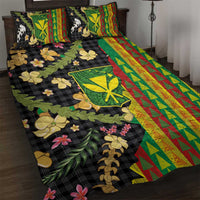 Hawaiian Tropical Plants Lei Quilt Bed Set Kanaka Maoli Tribal with Palaka Motifs LT03 Multicolor - Polynesian Pride