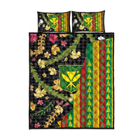 Hawaiian Tropical Plants Lei Quilt Bed Set Kanaka Maoli Tribal with Palaka Motifs LT03 - Polynesian Pride