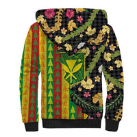 Hawaiian Tropical Plants Lei Sherpa Hoodie Kanaka Maoli Tribal with Palaka Motifs LT03 - Polynesian Pride