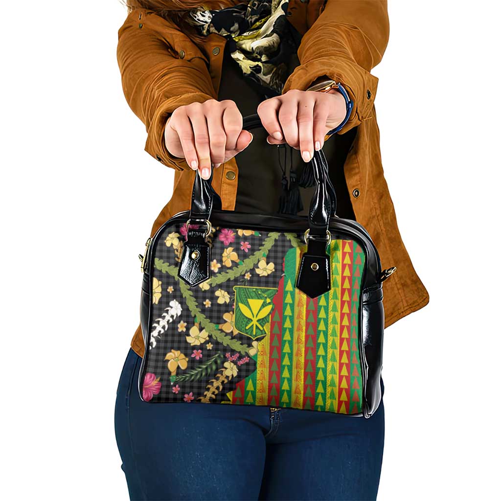 Hawaiian Tropical Plants Lei Shoulder Handbag Kanaka Maoli Tribal with Palaka Motifs LT03 One Size Multicolor - Polynesian Pride