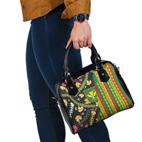 Hawaiian Tropical Plants Lei Shoulder Handbag Kanaka Maoli Tribal with Palaka Motifs LT03 - Polynesian Pride