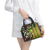 Hawaiian Tropical Plants Lei Shoulder Handbag Kanaka Maoli Tribal with Palaka Motifs LT03 - Polynesian Pride