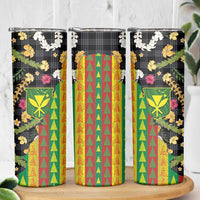 Hawaiian Tropical Plants Lei Skinny Tumbler Kanaka Maoli Tribal with Palaka Motifs LT03 - Polynesian Pride