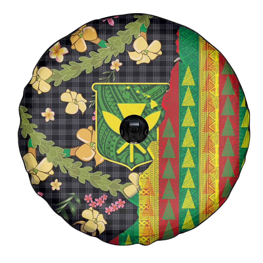 Hawaiian Tropical Plants Lei Spare Tire Cover Kanaka Maoli Tribal with Palaka Motifs LT03 - Polynesian Pride