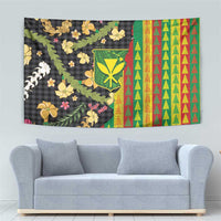 Hawaiian Tropical Plants Lei Tapestry Kanaka Maoli Tribal with Palaka Motifs LT03 - Polynesian Pride