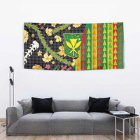 Hawaiian Tropical Plants Lei Tapestry Kanaka Maoli Tribal with Palaka Motifs LT03 - Polynesian Pride