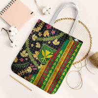 Hawaiian Tropical Plants Lei Tote Bag Kanaka Maoli Tribal with Palaka Motifs LT03 White Strap One Size Multicolor - Polynesian Pride
