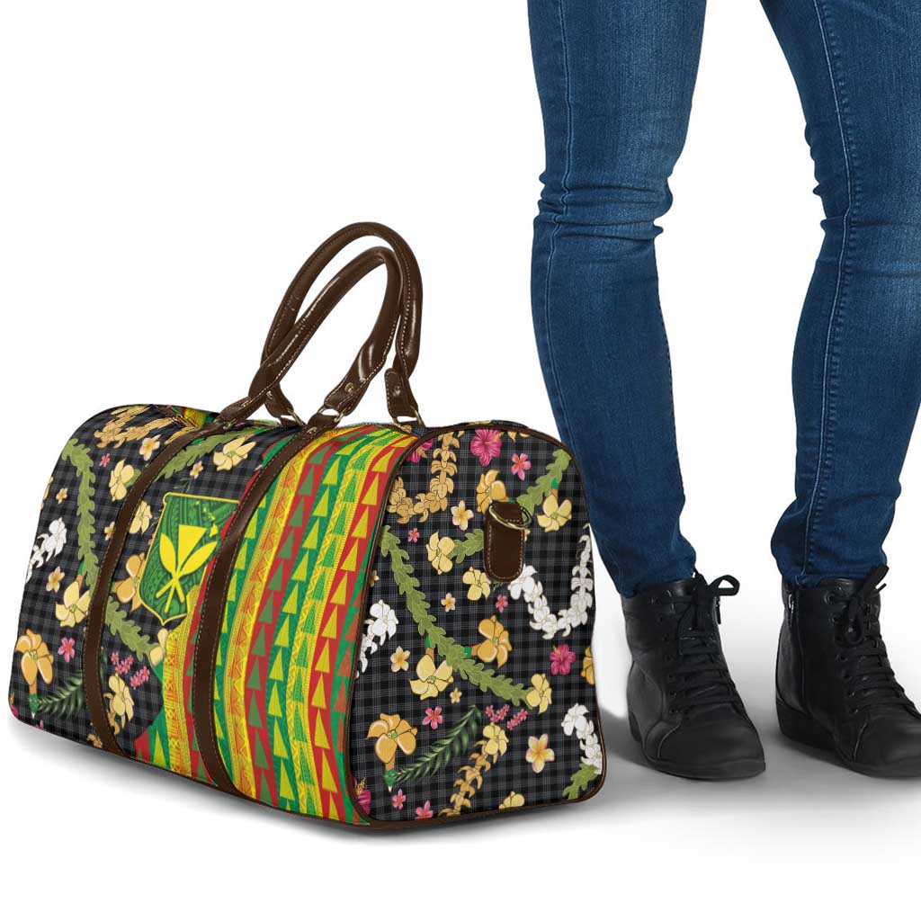 Hawaiian Tropical Plants Lei Travel Bag Kanaka Maoli Tribal with Palaka Motifs LT03 - Polynesian Pride