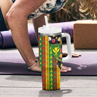 Hawaiian Tropical Plants Lei Tumbler With Handle Kanaka Maoli Tribal with Palaka Motifs LT03 - Polynesian Pride
