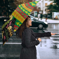 Hawaiian Tropical Plants Lei Umbrella Kanaka Maoli Tribal with Palaka Motifs LT03 - Polynesian Pride