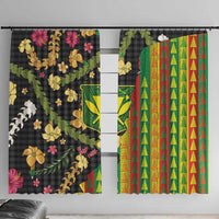 Hawaiian Tropical Plants Lei Window Curtain Kanaka Maoli Tribal with Palaka Motifs LT03 With Hooks Multicolor - Polynesian Pride