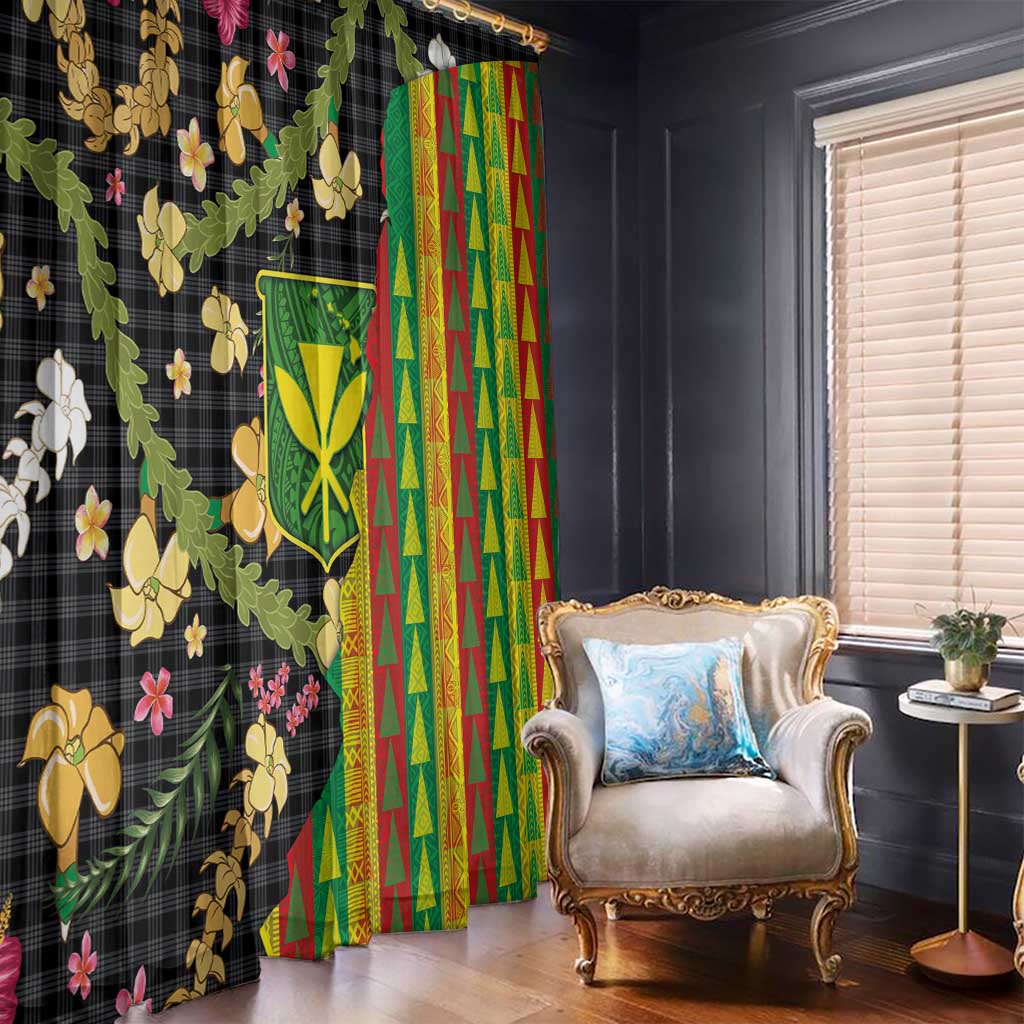 Hawaiian Tropical Plants Lei Window Curtain Kanaka Maoli Tribal with Palaka Motifs LT03 - Polynesian Pride