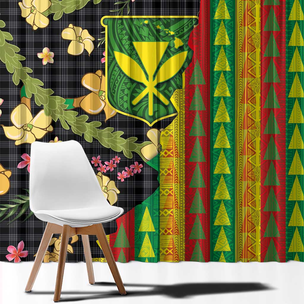 Hawaiian Tropical Plants Lei Window Curtain Kanaka Maoli Tribal with Palaka Motifs LT03 - Polynesian Pride