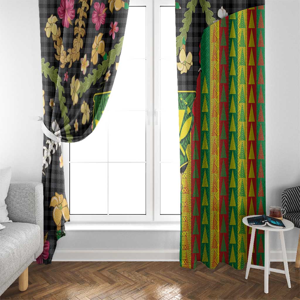 Hawaiian Tropical Plants Lei Window Curtain Kanaka Maoli Tribal with Palaka Motifs LT03 - Polynesian Pride