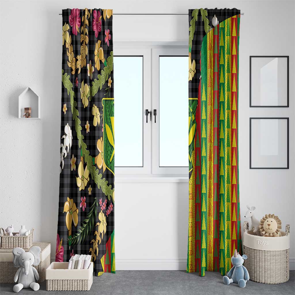 Hawaiian Tropical Plants Lei Window Curtain Kanaka Maoli Tribal with Palaka Motifs LT03 - Polynesian Pride
