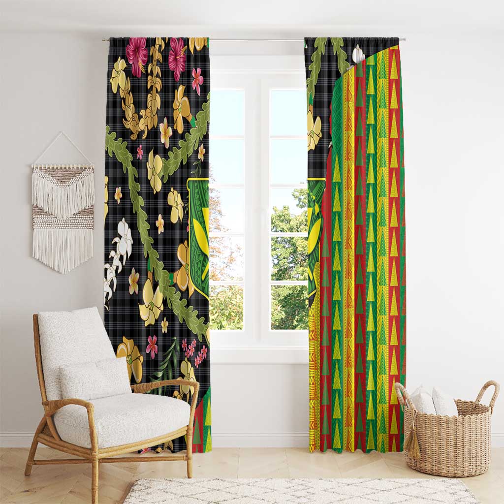 Hawaiian Tropical Plants Lei Window Curtain Kanaka Maoli Tribal with Palaka Motifs LT03 - Polynesian Pride