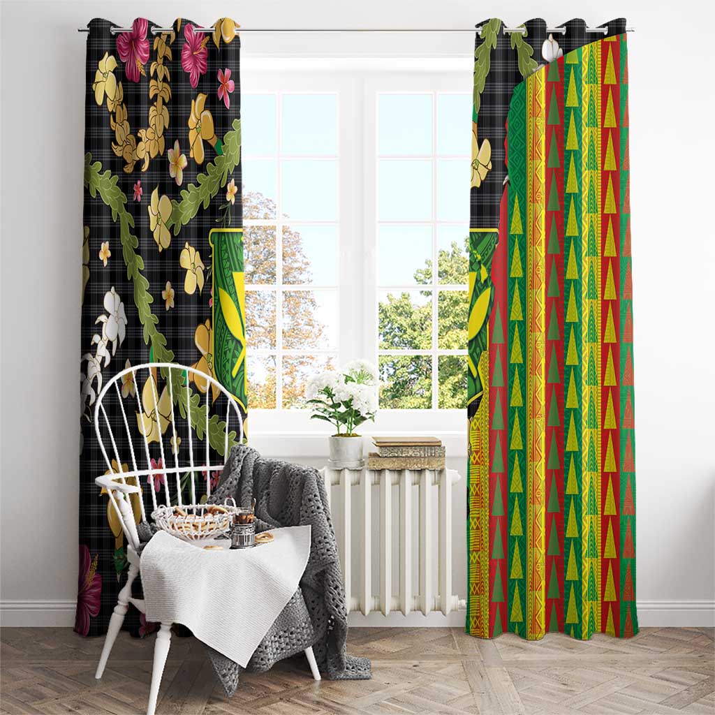 Hawaiian Tropical Plants Lei Window Curtain Kanaka Maoli Tribal with Palaka Motifs LT03 - Polynesian Pride