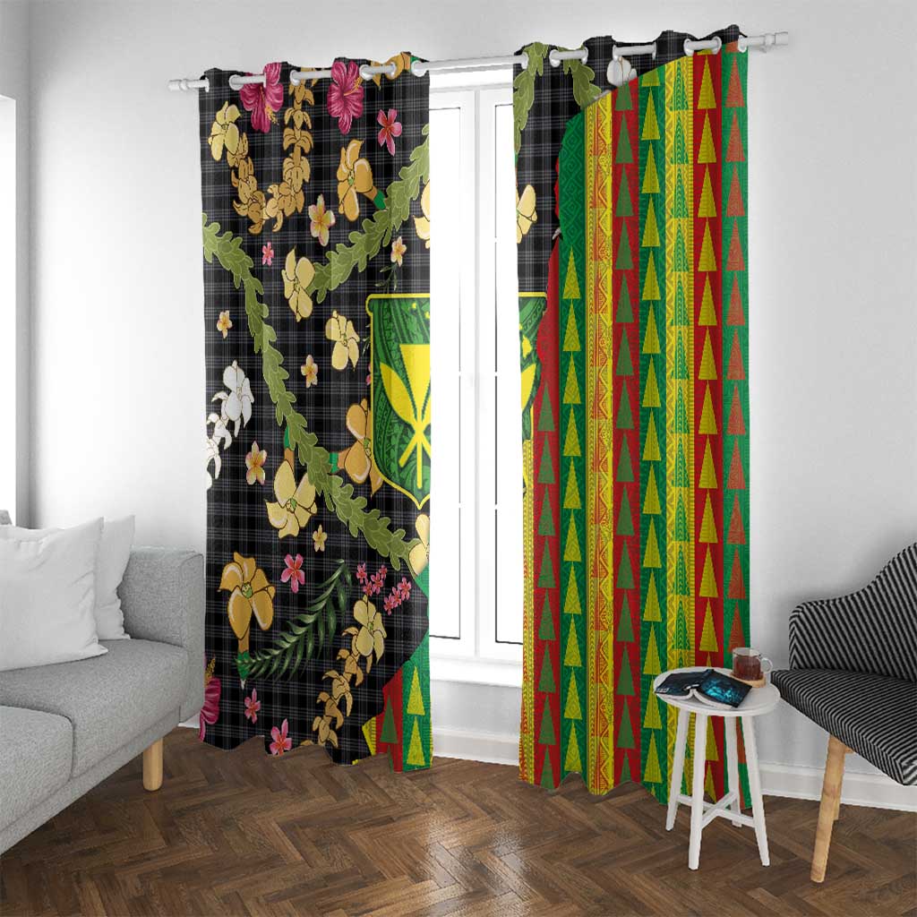 Hawaiian Tropical Plants Lei Window Curtain Kanaka Maoli Tribal with Palaka Motifs LT03 With Grommets Multicolor - Polynesian Pride