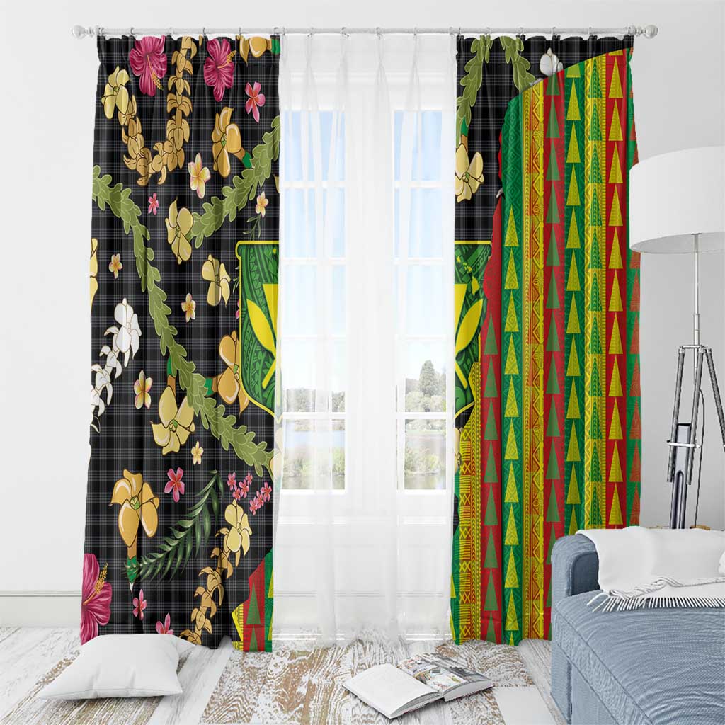 Hawaiian Tropical Plants Lei Window Curtain Kanaka Maoli Tribal with Palaka Motifs LT03 - Polynesian Pride