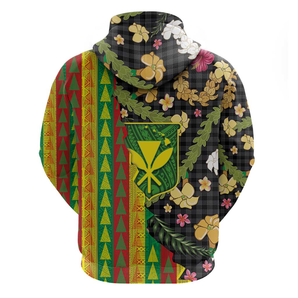 Hawaiian Tropical Plants Lei Zip Hoodie Kanaka Maoli Tribal with Palaka Motifs LT03 - Polynesian Pride