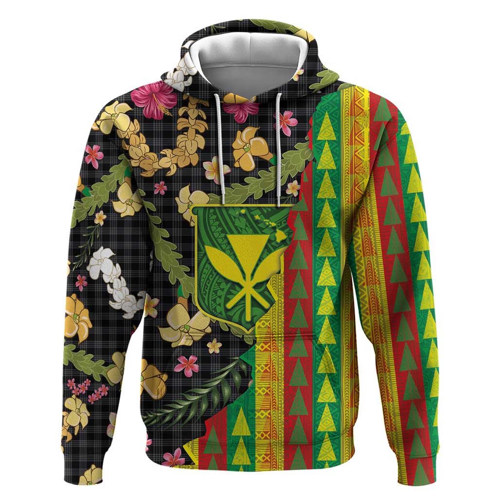Hawaiian Tropical Plants Lei Zip Hoodie Kanaka Maoli Tribal with Palaka Motifs LT03 Pullover Hoodie Multicolor - Polynesian Pride