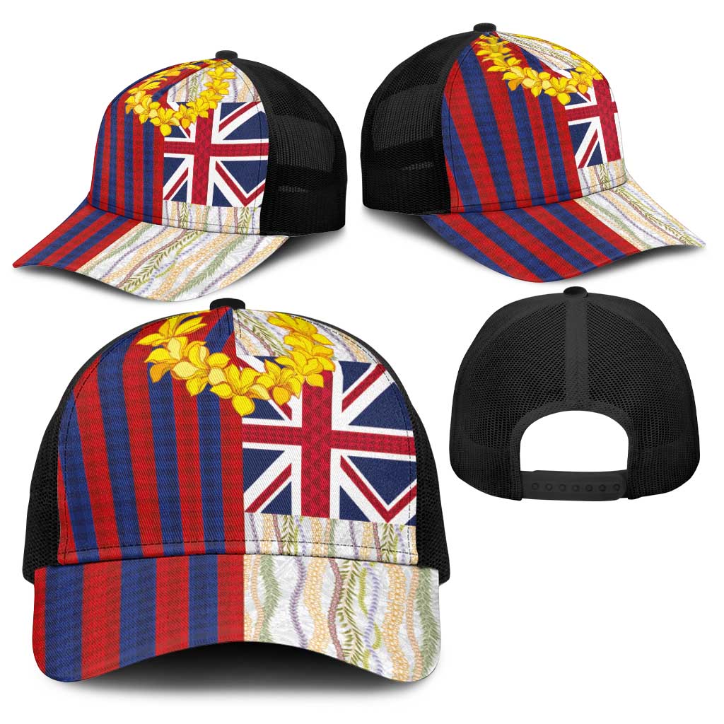 Hawaiian Tropical Plants Lei Baseball Net Cap National Flag Style - Polynesian Pride