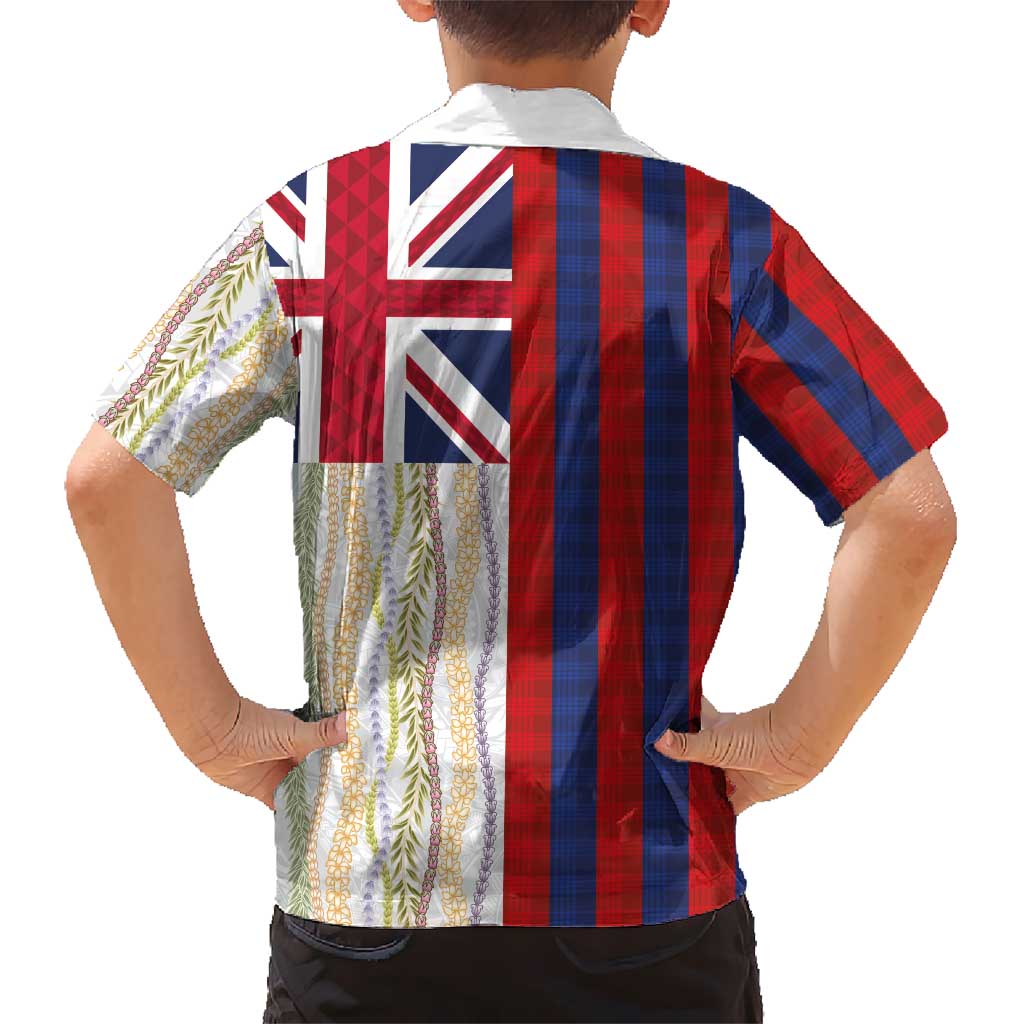 Hawaiian Tropical Plants Lei Family Matching Puletasi and Hawaiian Shirt National Flag Style LT03 - Polynesian Pride